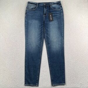 NWT Driftwood Gizelle Jeans Womens 32x29 Tapered High‎ Rise Whiskered Denim Blue